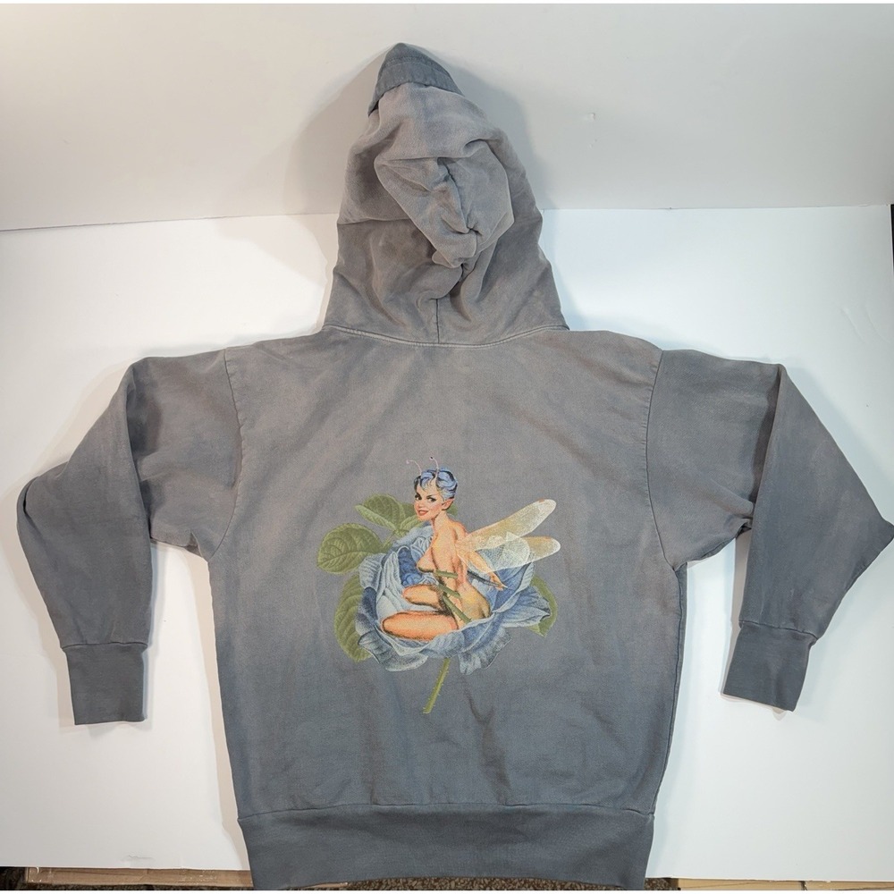 Boys Lie Fairy Rose Hoodie Womens One Size Gray Graphic Pullover